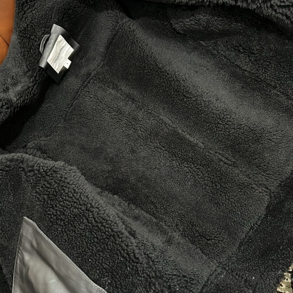 100% Shearling Flight Jacket made in India by Idleman. Color: Black Size: Large - Picture 11 of 14